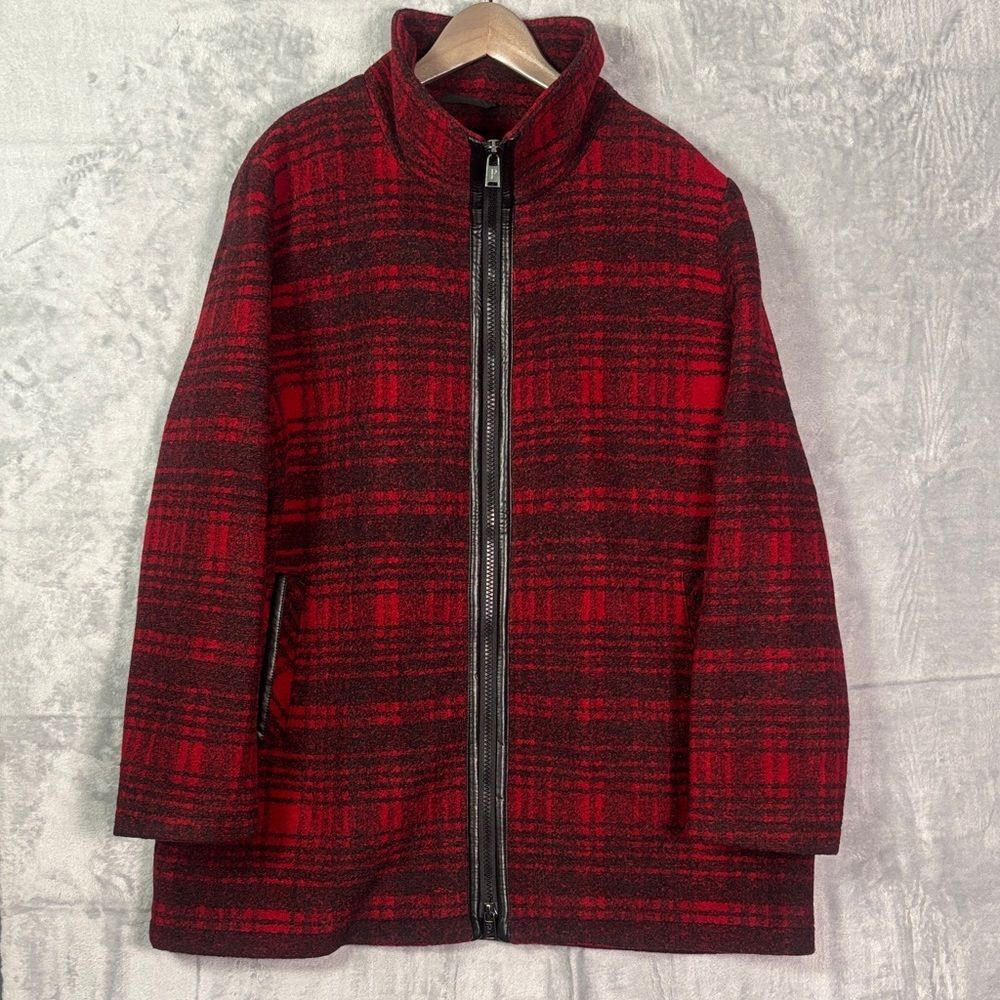 Pendleton Red Black Plaid Wood Full Zip Jacket Size XL